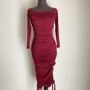 Egreis sz S red‎ wiggle pencil midi sexy dress